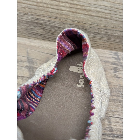 Sanuk Trippy Toes Ballet Flats Women's Size 9 Tan Fabric Foldable Travel Shoes - Picture 11 of 12